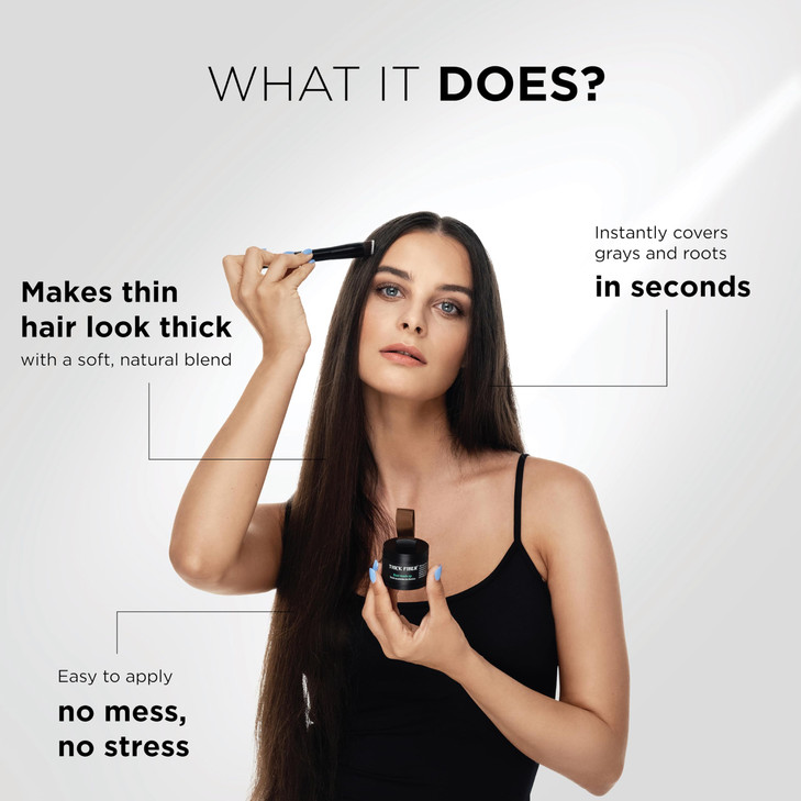 THICK FIBER Root Touch Up Powder Water Sweat Resistant Hair Loss Concealer Set for Thinning Hair Women Includes Brush Bl