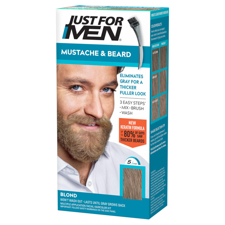 Just For Men Mustache Beard Beard Dye for Men with Brush Included With Keratin Biotin Aloe and Coconut Oil for Healthy F