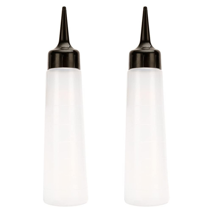 Lasenersm 2Piece Hair Dye Applicator Bottle Black 250ml Pump Action Angled Tip Graduated Scale Home Salon Use Travel