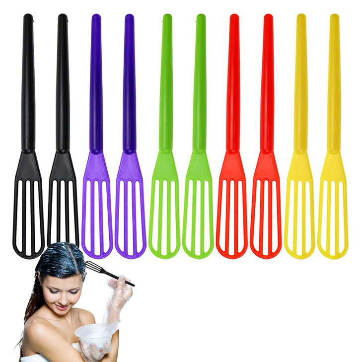 DIYstore 10 PCS Plastic Hair Coloring MixerHair Color Whisks Dye Cream MixerTint Color Cream Colorful Spoon Applicator H