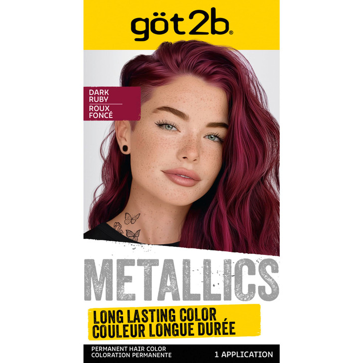 got2b Metallics Permanent Hair Dye Dark Ruby M68 Hair Color for Women Men Formulated with MetallicShine Booster for Cool