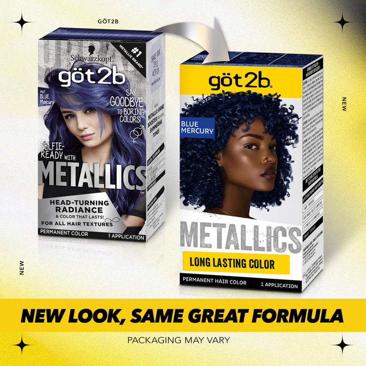 got2b Metallics Permanent Hair Dye Blue Mercury M67 Hair Color for Women Men Formulated with MetallicShine Booster for C