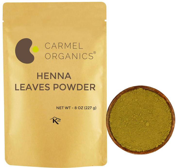 CARMEL ORGANICS Henna Leaves Powder 8 Ounce or 227 Grams for Hair Color Made by Natural and Pure Henna Leaves No Added P