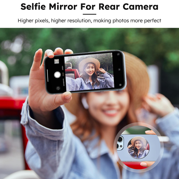 VRIG Magnetic Selfie Mirror for Back Camera,Convex Mirror Phone Rear Camera Selfie Mirror,Compatible with Magsafe Case/iPhone 16/15/14/13 Pro Max,All