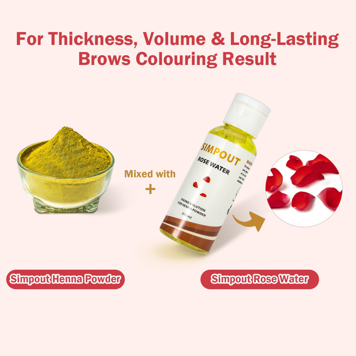 Simpout Henna Fixing Solution Rose Water for Henna Eyebrow Hair Tint Brightens the Henna Color Enhances Color Intensity