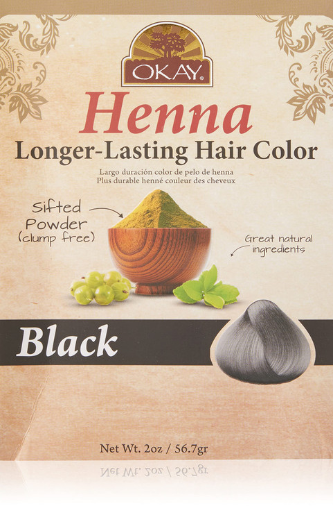 OKAY Pure Naturals Henna Hair Dye Natural Black Henna Hair Dye with Indigo for Men and Women Powder to Cover Gray Color