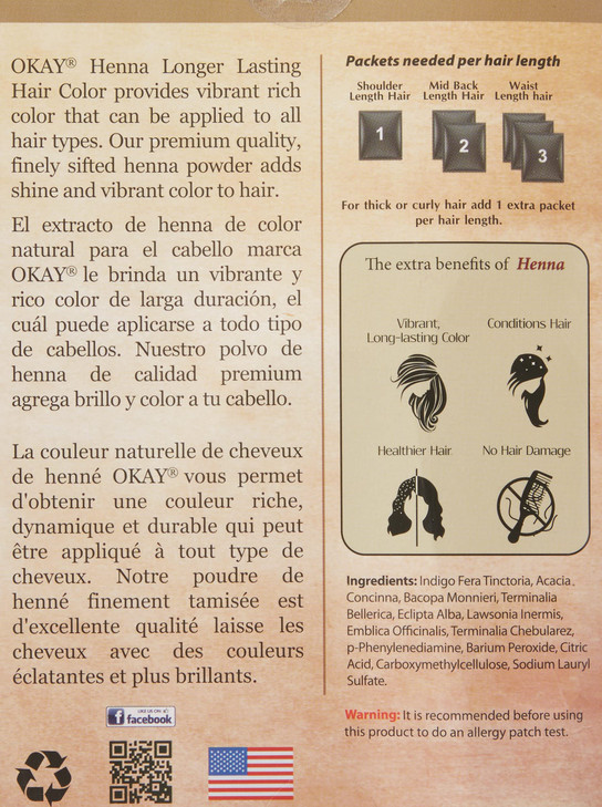 OKAY Pure Naturals Henna Hair Dye Natural Black Henna Hair Dye with Indigo for Men and Women Powder to Cover Gray Color