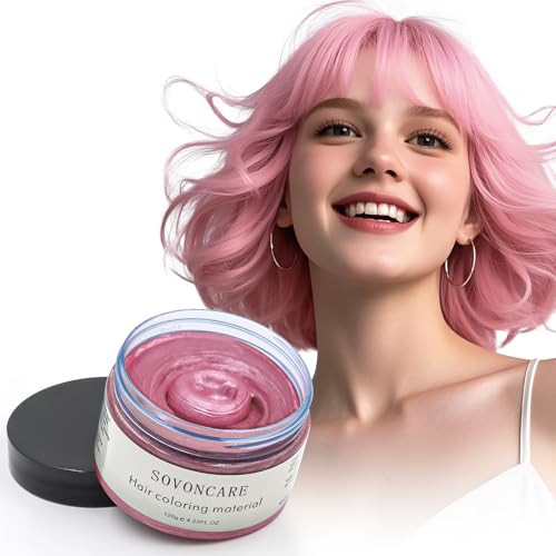 SOVONCARE Pink Hair Styling Wax Temporary Hair Color Cream for DIY Hairstyle Cosplay Halloween Date 423 oz