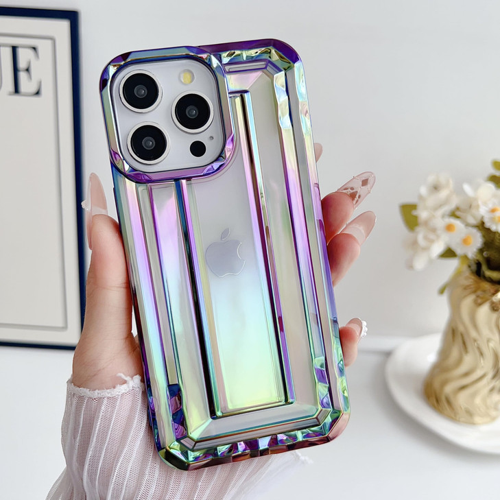 LUVI Compatible with iPhone 16 Pro Max Case Bling Laser Holography 3D Clear Iridescent Crystal Luxury Glossy Protective Fashion Cute Cover for Women
