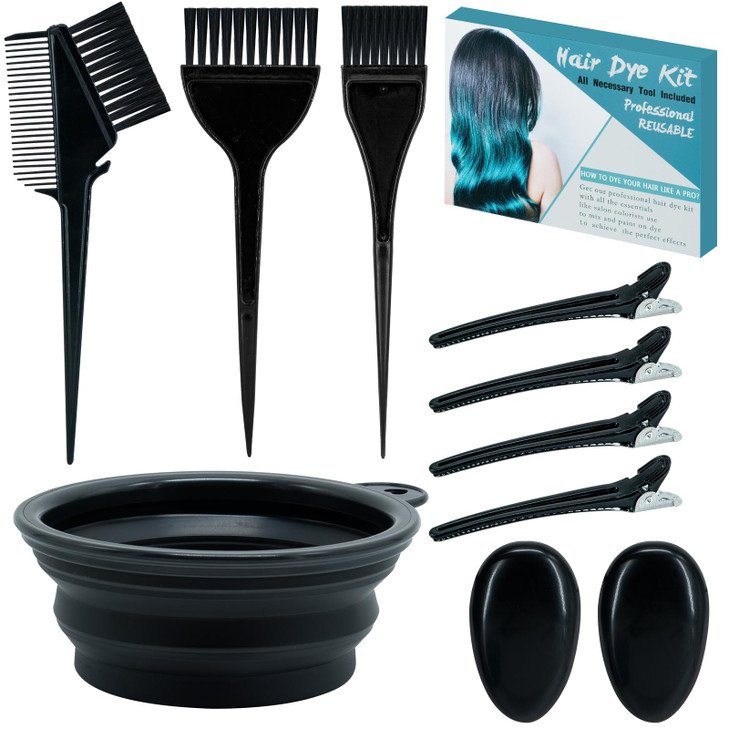 Xarchy 10 Pc Hair Bleach Kit Hair Coloring Products With Dye Brush Color Bowl Earmuffs Clip for Salon Bleaching Highligh