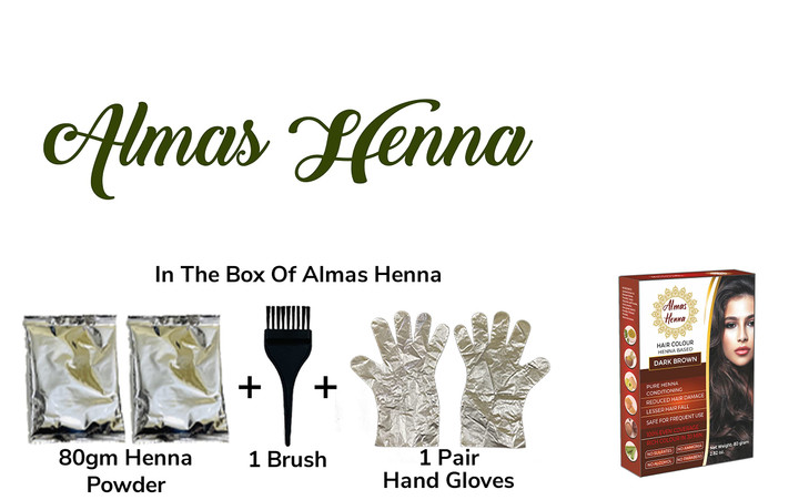 Almas Henna 80 GRAM 100 Organic Hair Color Powder Infused with Herbs Natural Henna for Soft Shiny Hair 282 OUNCE DARK BR