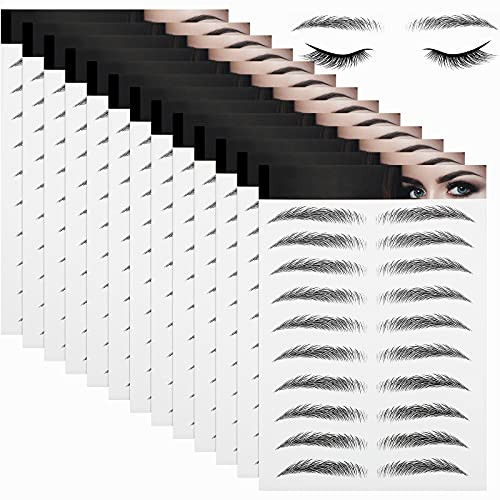 Maitys 12 Sheets 108 Pairs 4D Hair Like Waterproof Eyebrow Tattoos Stickers Temporary Transfer Brows Decal Peel off Fake