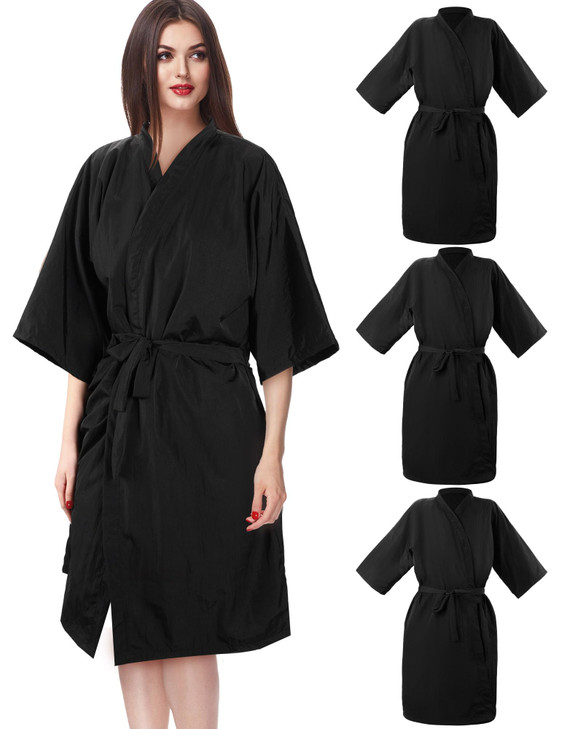 Toulite 4 Pcs Salon Client Gown Robes Cape Hair Salon Black Smock Client Gown Cape with Adjustable Tie for Hair CuttingN