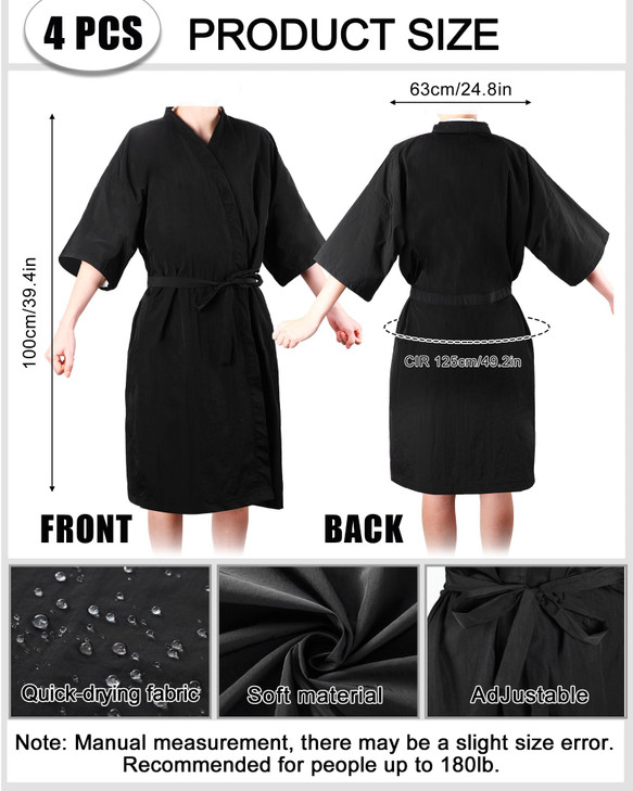 Toulite 4 Pcs Salon Client Gown Robes Cape Hair Salon Black Smock Client Gown Cape with Adjustable Tie for Hair CuttingN
