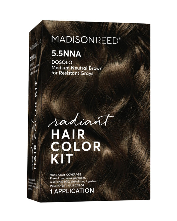 Madison Reed Radiant Hair Color Kit 55NNA Dark Neutral Brown Dosolo 100 Gray Hair Coverage Permanent Hair Dye for Resist