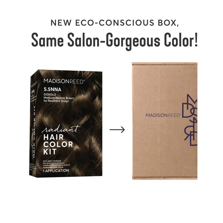 Madison Reed Radiant Hair Color Kit 55NNA Dark Neutral Brown Dosolo 100 Gray Hair Coverage Permanent Hair Dye for Resist
