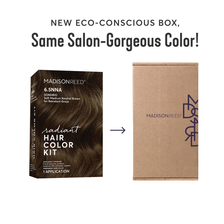 Madison Reed Radiant Hair Color Kit 65NNA Medium Neutral Brown Sondrio 100 Gray Hair Coverage Permanent Hair Dye for Res