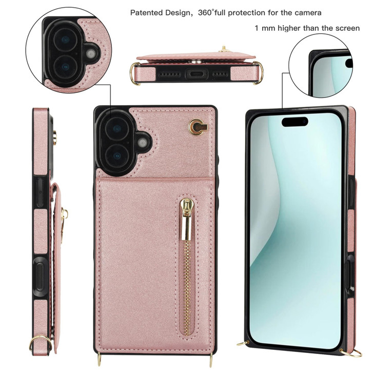 Fofvccv Wallet Case for iPhone 16 Pro Max 6.9 Inch | PU Leather Zipper Purse Cover with Card Holder Magnetic Clasp Kickstand and Crossbody Lanyard St