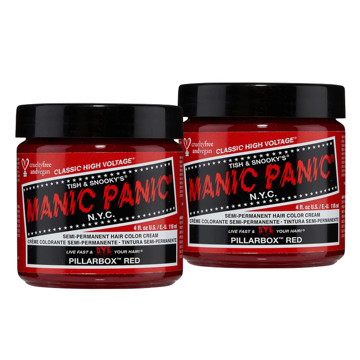 MANIC PANIC Classic Pillarbox Red Semi Permanent Hair Color True Red Hair Dye for Women Men That Lasts 46 Weeks Vegan Am