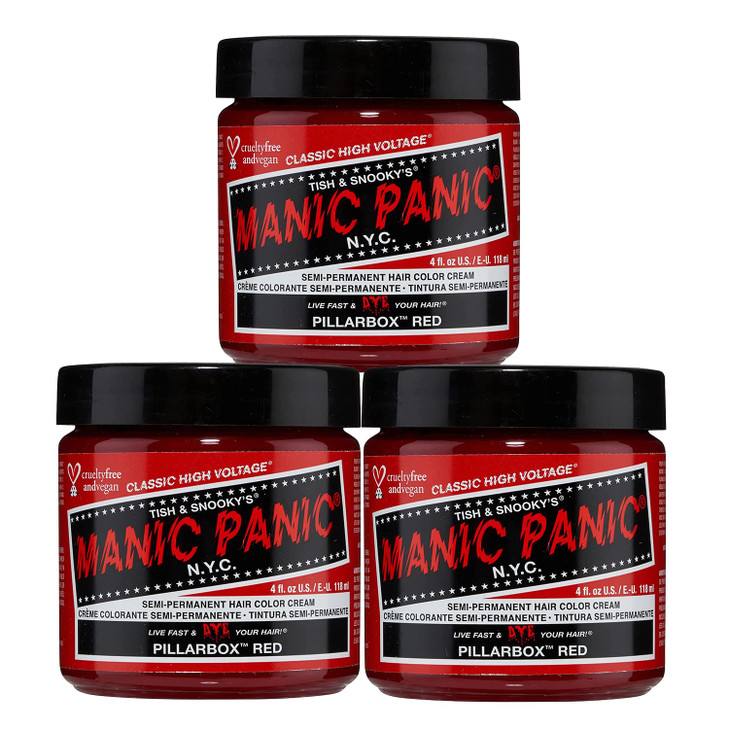 MANIC PANIC Classic Pillarbox Red Semi Permanent Hair Color True Red Hair Dye for Women Men That Lasts 46 Weeks Vegan Am