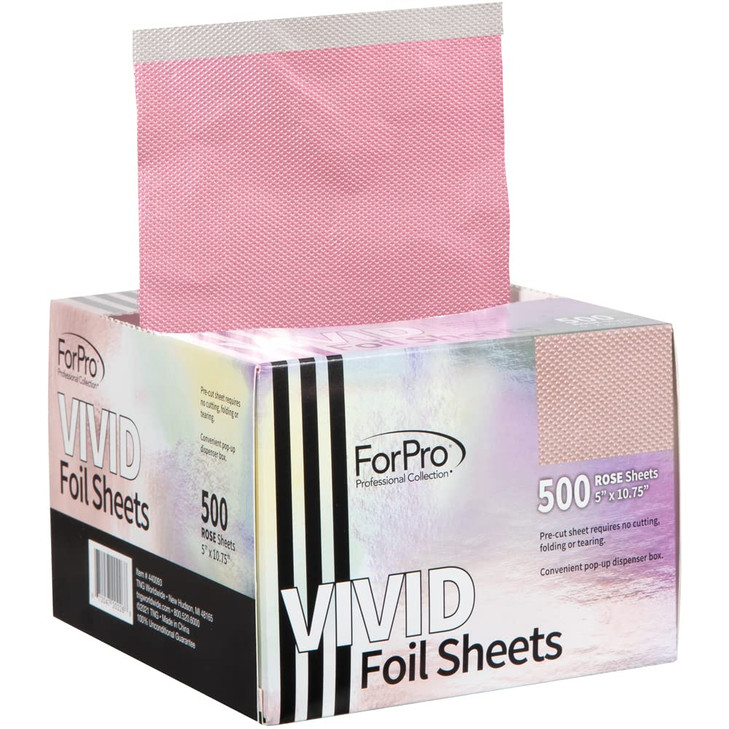 ForPro Professional Collection Vivid Rose Embossed Foil Sheets Aluminum PopUp Foil Dispenser Hair Foils for Color Applic