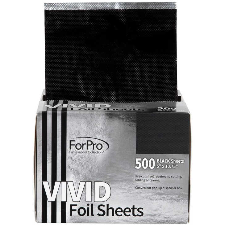 ForPro Professional Collection Vivid Black Embossed Foil Sheets Aluminum PopUp Foil Dispenser Hair Foils for Color Appli