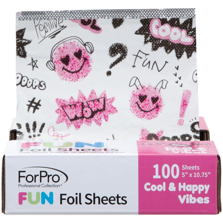ForPro Professional Collection FUN Cool Happy Vibes Foil Sheets Aluminum PopUp Foil Dispenser Hair Foils for Color Appli