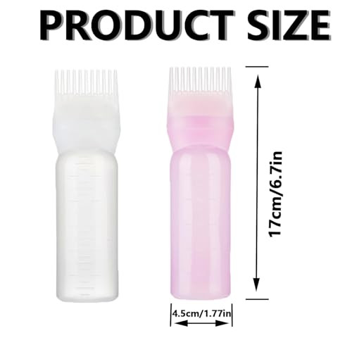 VIRHWOEA 2Pcs Root Comb Applicator Bottle 6 OZ Hair Oil Applicator with Graduated Scale Portable Hair Oiling Comb Bottle
