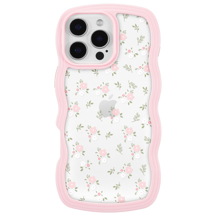 ZCDAYE Floral Case Compatible with iPhone 16 Pro Max, Aesthetic Flower Pattern & Cute Curly Wavy Shape Phone Case for Women,Soft TPU Shockproof Cover
