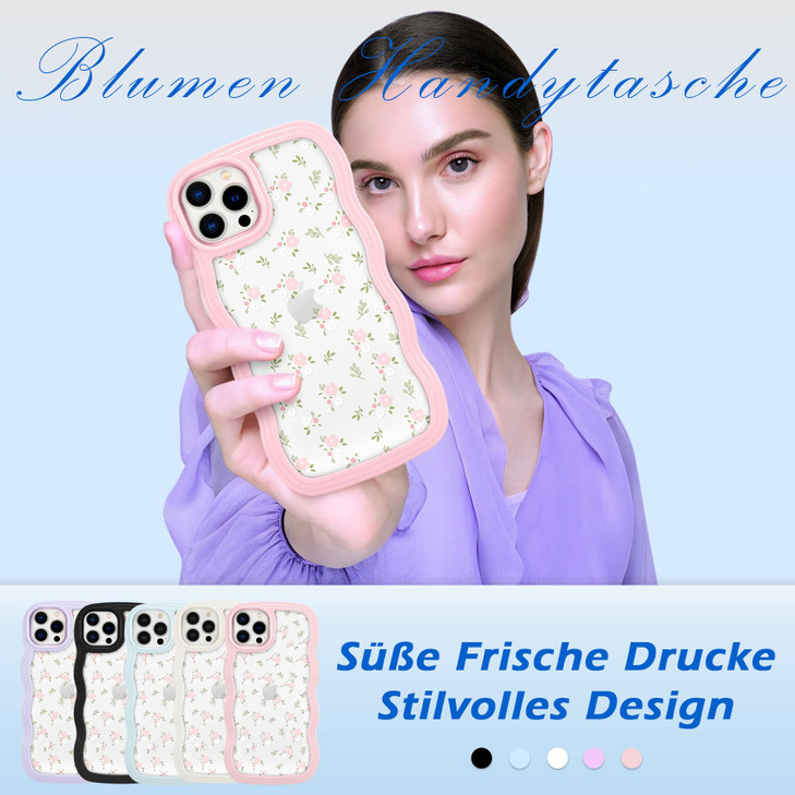 ZCDAYE Floral Case Compatible with iPhone 16 Pro Max, Aesthetic Flower Pattern & Cute Curly Wavy Shape Phone Case for Women,Soft TPU Shockproof Cover