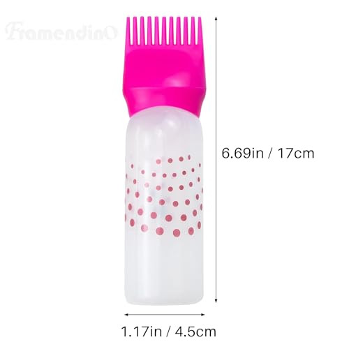 Framendino 3 Pack Root Comb Applicator Bottle with Graduated Scale Colorful Plastic Squeeze Brush for Hair Dye Home Salo