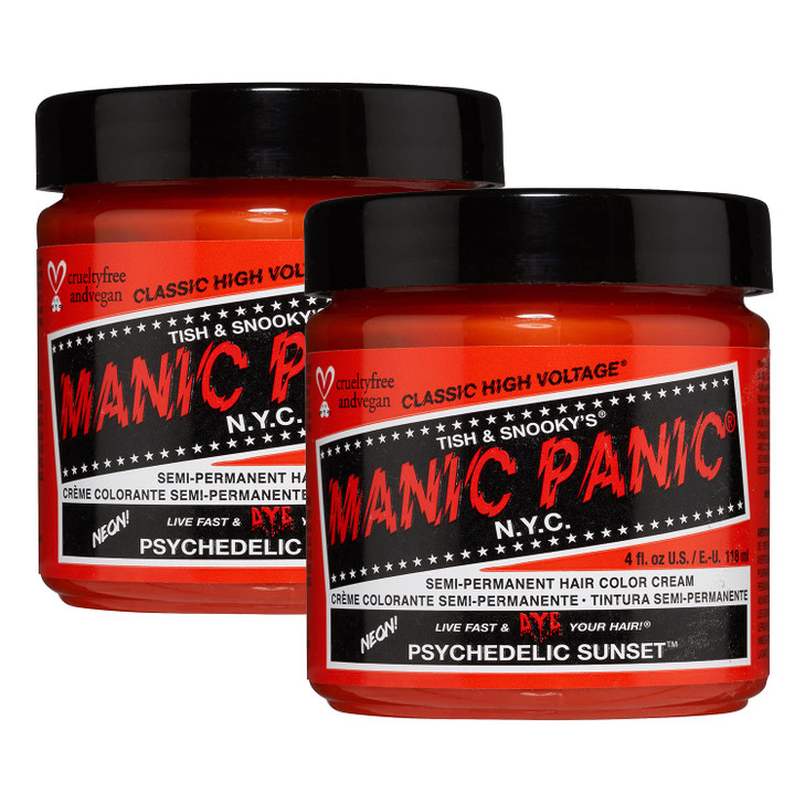MANIC PANIC Classic Psychedelic Sunset Semi Permanent Hair Color Neon Orange Hair Dye for Women Men That Lasts 46 Weeks