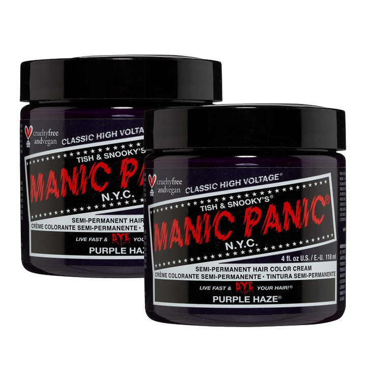 MANIC PANIC Classic Purple Haze Semi Permanent Hair Color Warm Dark Purple Hair Dye for Women Men That Lasts 46 Weeks Ve