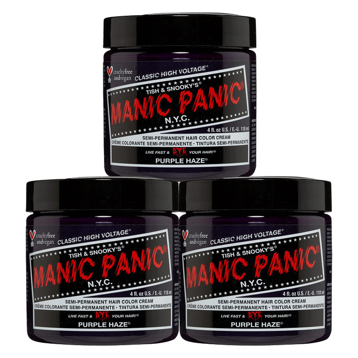 MANIC PANIC Classic Purple Haze Semi Permanent Hair Color Warm Dark Purple Hair Dye for Women Men That Lasts 46 Weeks Ve