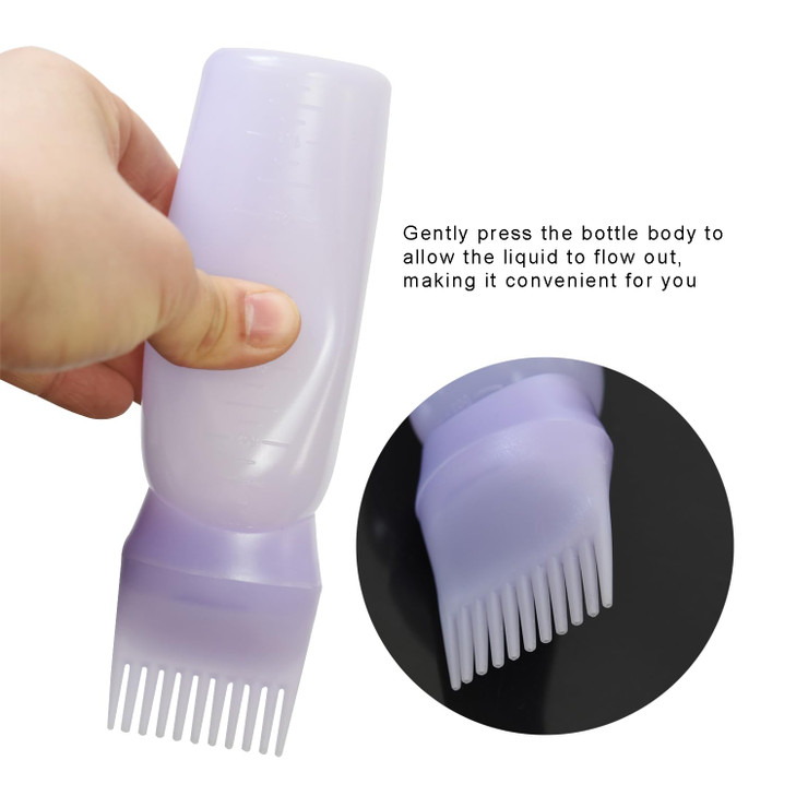 YANTAISIYU Root Comb Applicator Bottle 6 Ounce Hair Oiling Applicator 3 Pieces Hair Dye Bottle Hair Root Comb with Gradu