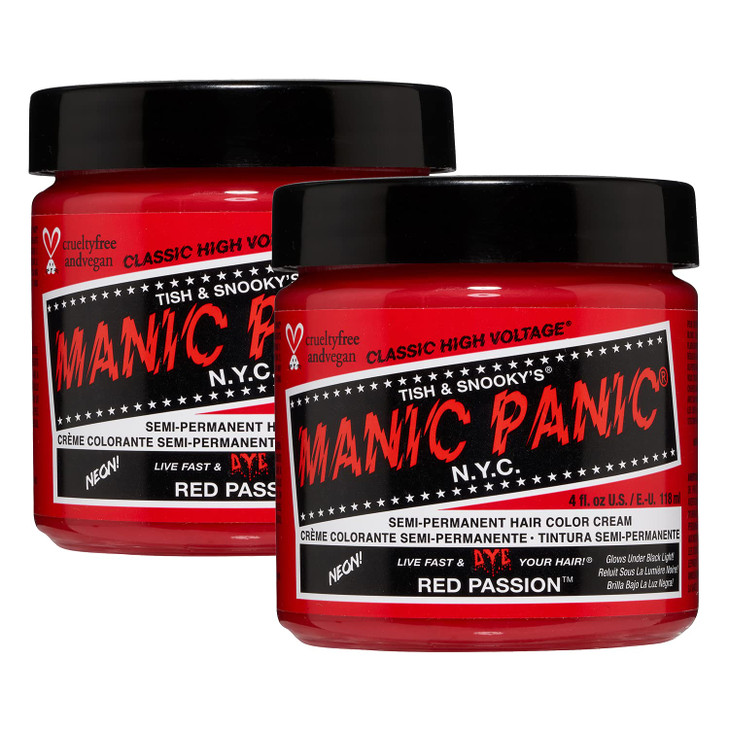 MANIC PANIC Classic Red Passion Semi Permanent Hair Color Medium Cherry Red Hair Dye for Women Men That Lasts 46 Weeks V