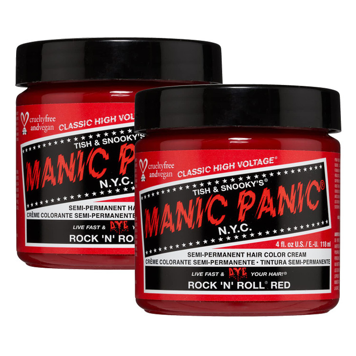 MANIC PANIC Classic Rock N Roll Red Semi Permanent Hair Color Warm Medium Red Hair Dye for Women Men That Lasts 46 Weeks