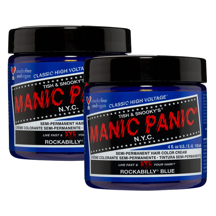 MANIC PANIC Classic Rockabilly Blue Semi Permanent Hair Color True Neutral Blue Hair Dye for Women Men That Lasts 46 Wee