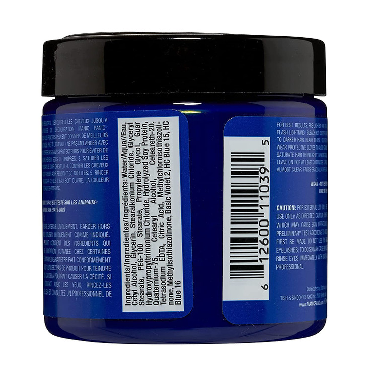 MANIC PANIC Classic Rockabilly Blue Semi Permanent Hair Color True Neutral Blue Hair Dye for Women Men That Lasts 46 Wee