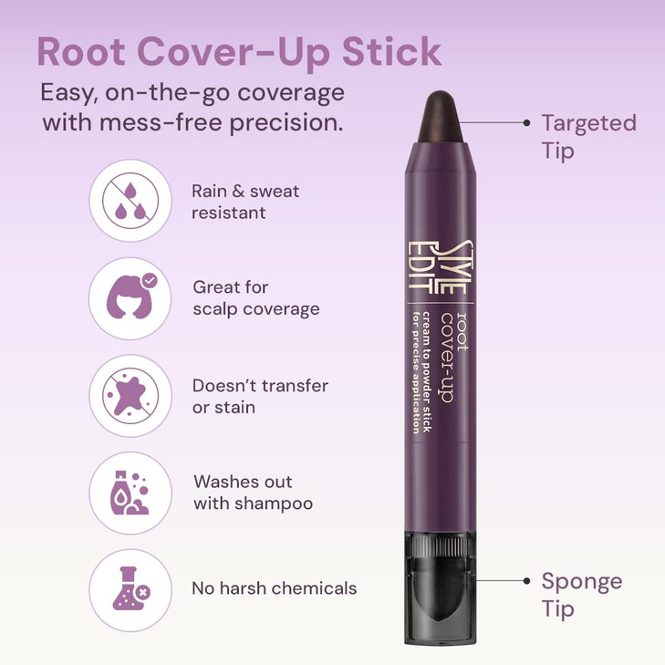 Style Edit Root Touch Up Stick Temporary Hair Color for Gray Roots and Thinning Hair SalonQuality TransferResistant Hair