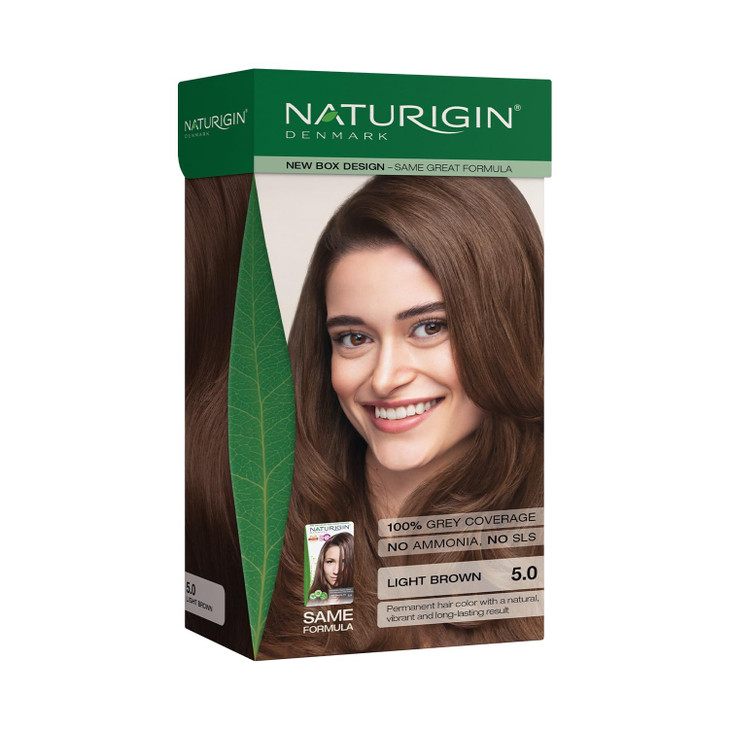 Naturigin Permanent Hair Dye 50 Light Chocolate Brown Ammonia Free 100 Gray Coverage Vegan Salon Quality Hair Dye