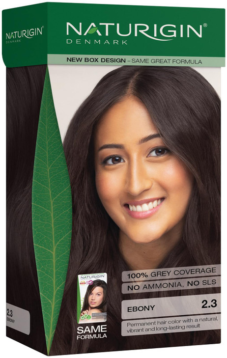Naturigin Permanent Hair Color 23 Ebony Black Ammonia Free 100 Gray Coverage Nourishing Natural Formula For All Hair Typ