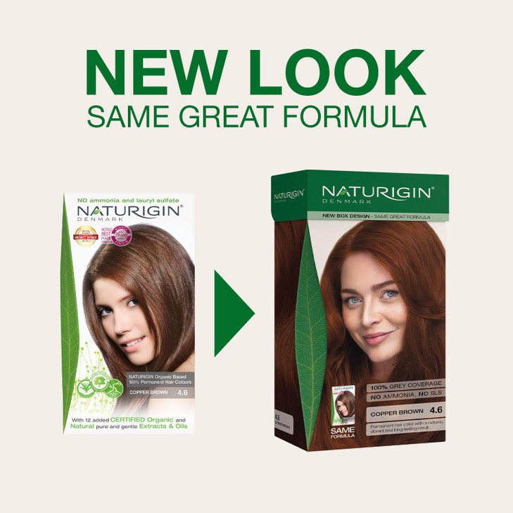 Naturigin Permanent Hair Color 46 Copper Brown Ammonia Free 100 Gray Coverage Nourishing Natural Formula For All Hair Ty