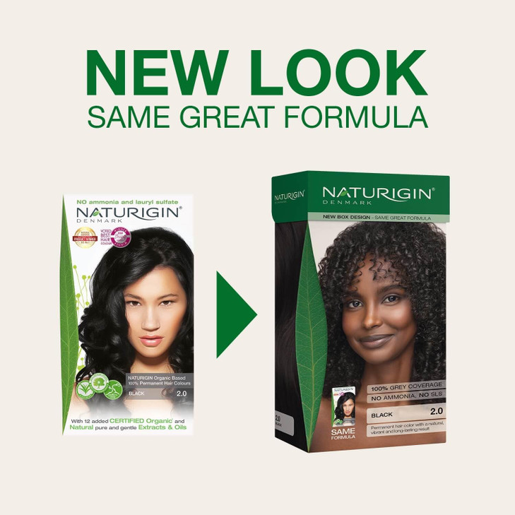 Naturigin Permanent Hair Color 20 Black Ammonia Free 100 Gray Coverage Nourishing Natural Formula For All Hair Types Lon