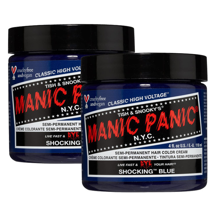 MANIC PANIC Classic Shocking Blue Semi Permanent Hair Color Dark Cobalt Blue Hair Dye for Women Men That Lasts 46 Weeks