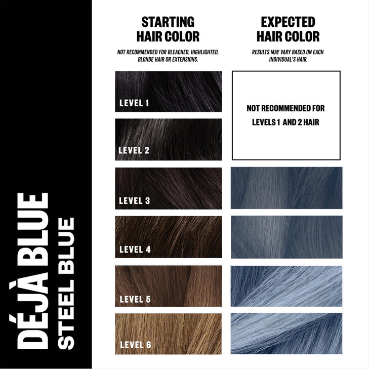 IGK Color Bright One Step Bleach Color Kit for Accent Pieces DEJA BLUE Steel Blue OneStep Color Processing Replenishes H