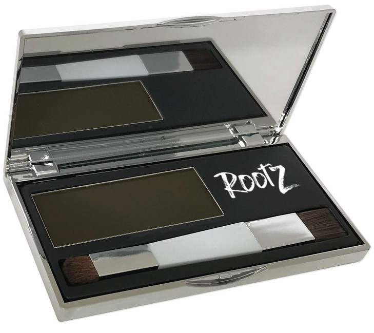 Rootz Medium Brown Grey Root Touch Up Temporary Concealing Powder with Unique Dual Action Brush Instantly Cover Grey Roo