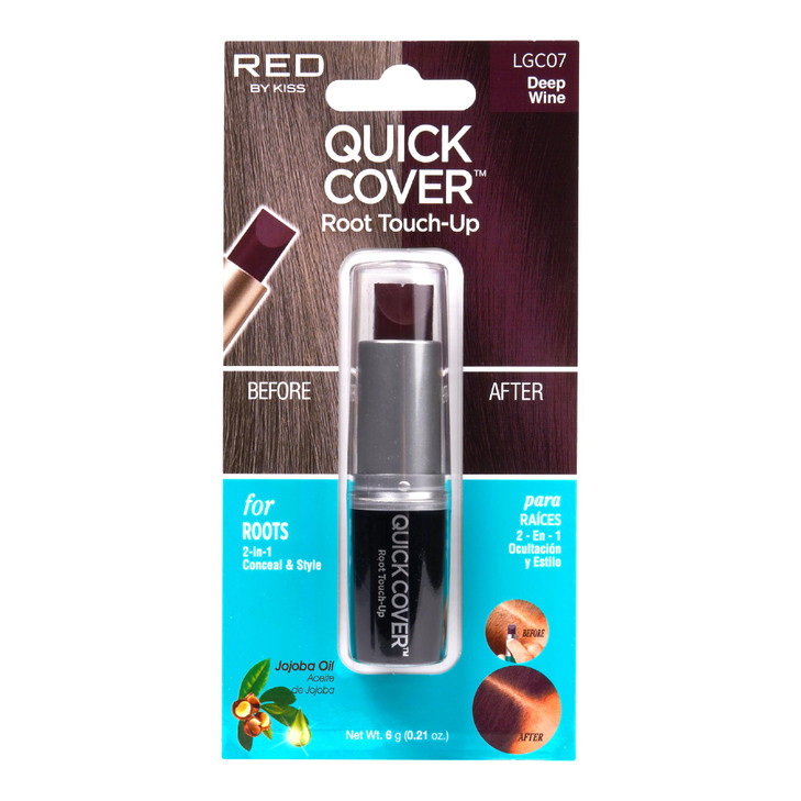 RED by Kiss Quick Cover Root Touch Up Stick WaterResistant Temporary Gray Hair Concealer with Brush for Roots and Beard