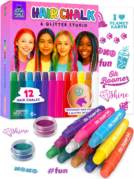 PURPLE LADYBUG Hair Chalk for Girls Washable Hair Dye Easter Gifts for Kids 812 68 Birthday Gift for Girls 6 7 8 9 10 11