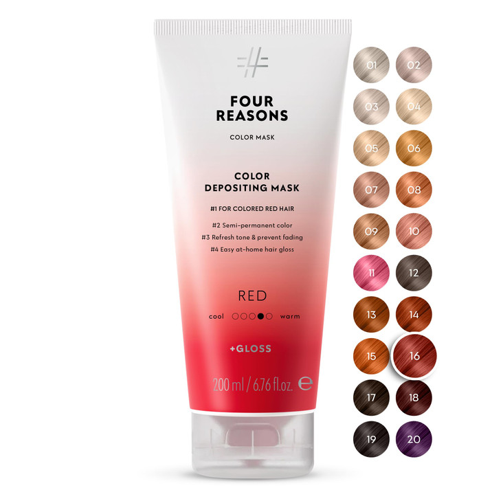 FOUR REASONS Color Mask Red 27 Colors Hair Gloss Color Depositing Conditioner Semi Permanent Hair Toner for ColorTreated